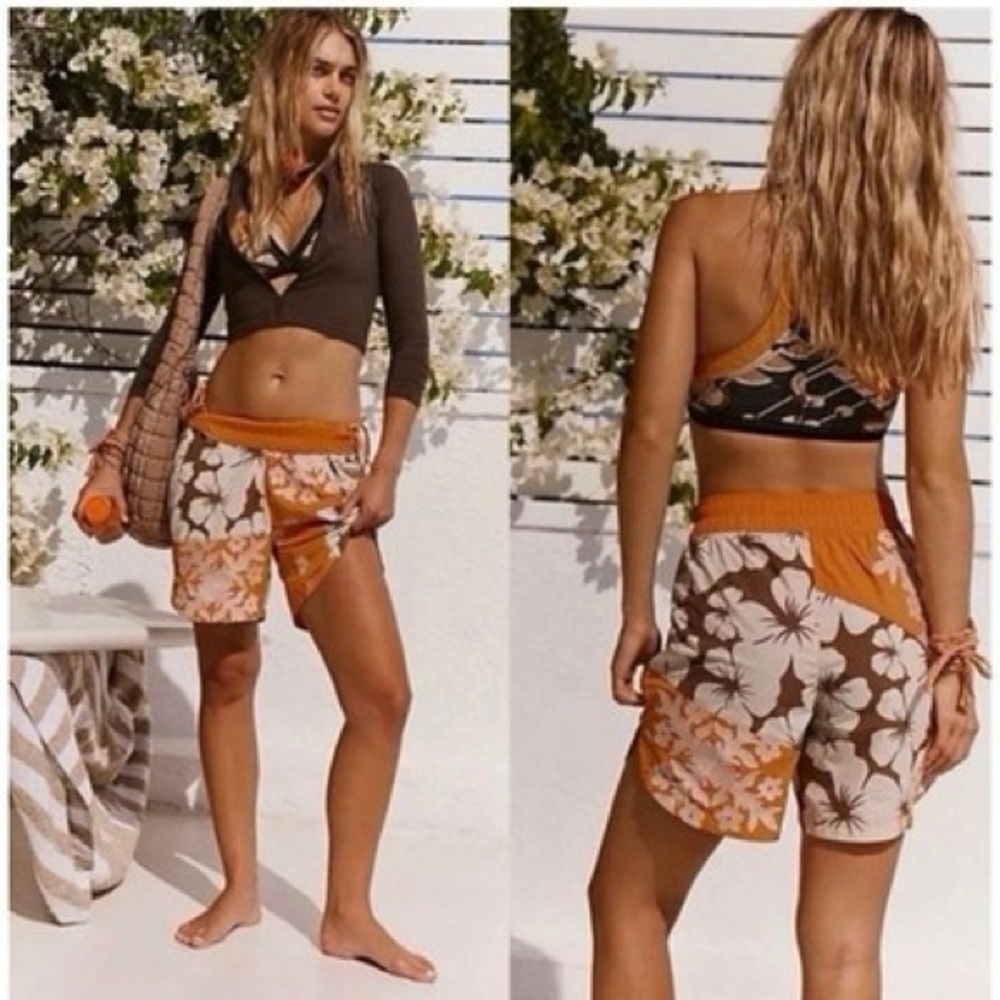 Free People FP Movement Prime Time Orange Shorts sz L